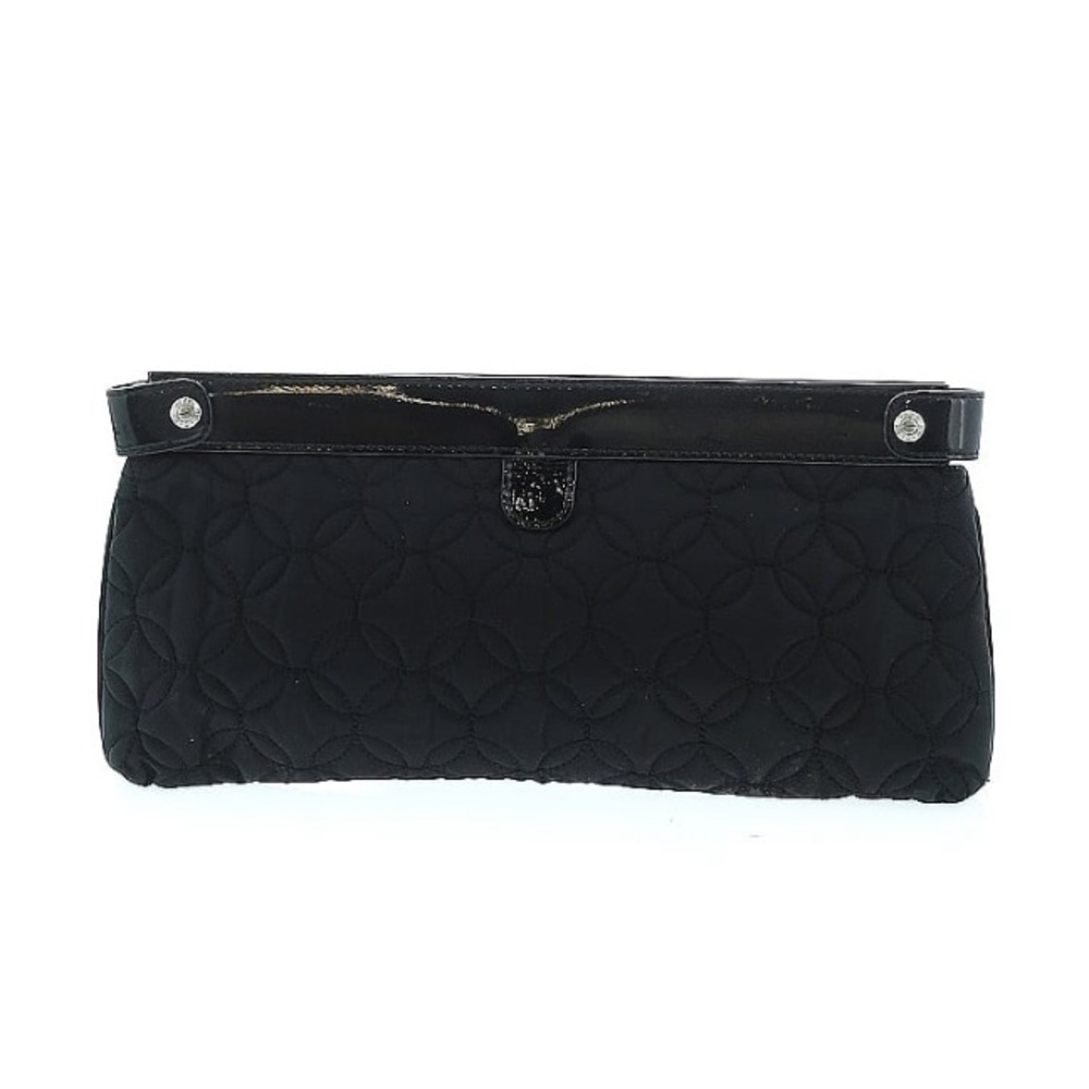 Vera Bradley black quilted clutch with patent leather trim